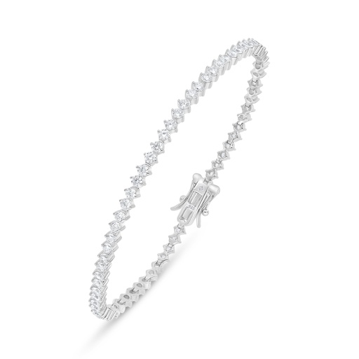 [BRC01WCZ00000B227] Sterling Silver 925 Bracelet Rhodium Plated Embedded With White Zircon