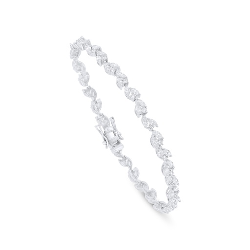 [BRC01WCZ00000B332] Sterling Silver 925 Bracelet Rhodium Plated Embedded With White Zircon