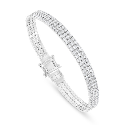 [BRC01WCZ00000B254] Sterling Silver 925 Bracelet Rhodium Plated Embedded With White Zircon