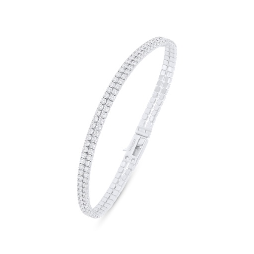 [BRC01WCZ00000B253] Sterling Silver 925 Bracelet Rhodium Plated Embedded With White Zircon