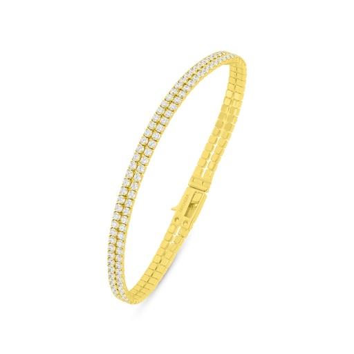 [BRC02WCZ00000B253] Sterling Silver 925 Bracelet Golden Plated Embedded With White Zircon