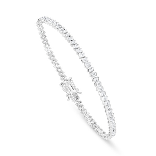 [BRC01WCZ00000B234] Sterling Silver 925 Bracelet Rhodium Plated Embedded With White Zircon