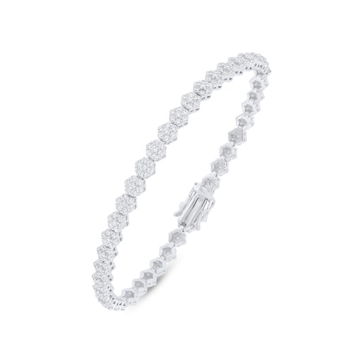 [BRC01WCZ00000B237] Sterling Silver 925 Bracelet Rhodium Plated Embedded With White Zircon