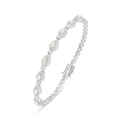 [BRC01CIT00WCZB249] Sterling Silver 925 Bracelet Rhodium Plated Embedded With Yellow Diamond And White Zircon