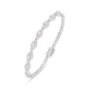 Sterling Silver 925 Bracelet Rhodium Plated Embedded With Pink Zircon And White Zircon