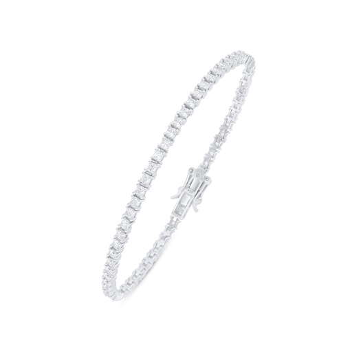 [BRC01WCZ00000B235] Sterling Silver 925 Bracelet Rhodium Plated Embedded With White Zircon