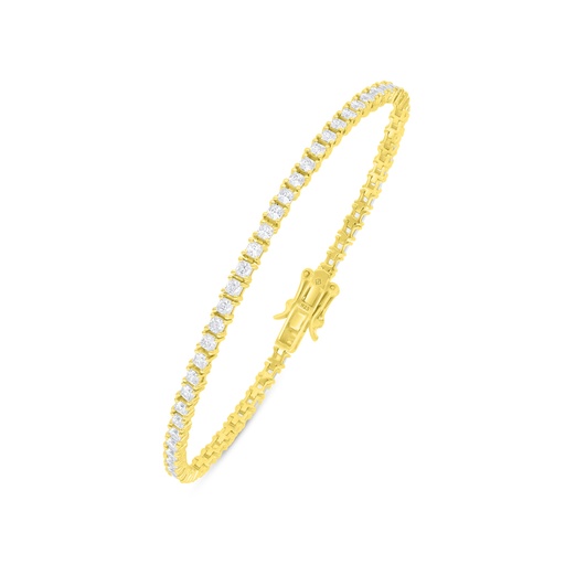 [BRC02WCZ00000B235] Sterling Silver 925 Bracelet Golden Plated Embedded With White Zircon