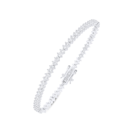 [BRC01WCZ00000B226] Sterling Silver 925 Bracelet Rhodium Plated Embedded With White Zircon