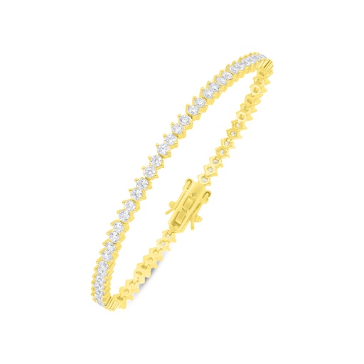 [BRC02WCZ00000B226] Sterling Silver 925 Bracelet Golden Plated Embedded With White Zircon