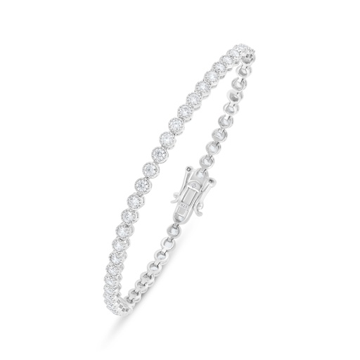 [BRC01WCZ00000B225] Sterling Silver 925 Bracelet Rhodium Plated Embedded With White Zircon