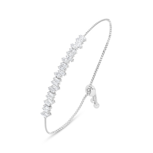 [BRC01WCZ00000B214] Sterling Silver 925 Bracelet Rhodium Plated Embedded With White Zircon