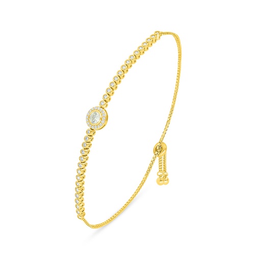 [BRC02CIT00WCZB215] Sterling Silver 925 Bracelet Golden Plated Embedded With Yellow Diamond And White Zircon