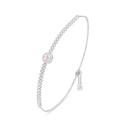 Sterling Silver 925 Bracelet Rhodium Plated Embedded With Pink Zircon And White Zircon