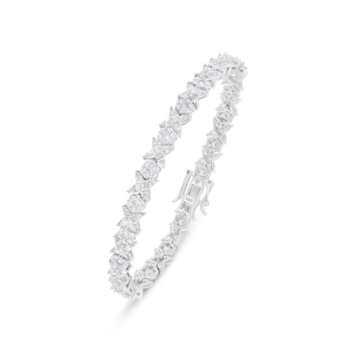 [BRC01WCZ00000B348] Sterling Silver 925 Bracelet Rhodium Plated Embedded With White Zircon