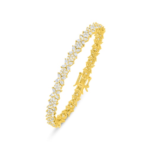 [BRC02WCZ00000B348] Sterling Silver 925 Bracelet Golden Plated Embedded With White Zircon