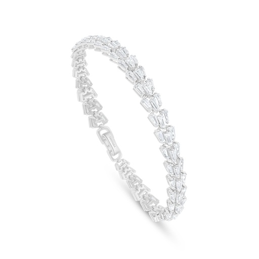 [BRC01WCZ00000B321] Sterling Silver 925 Bracelet Rhodium Plated Embedded With White Zircon