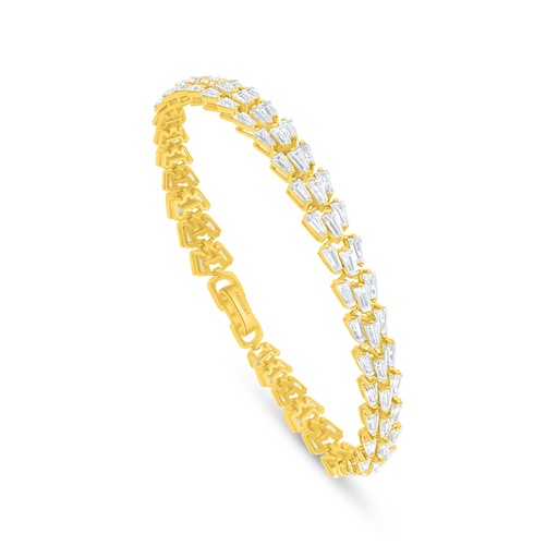 [BRC02WCZ00000B321] Sterling Silver 925 Bracelet Golden Plated Embedded With White Zircon