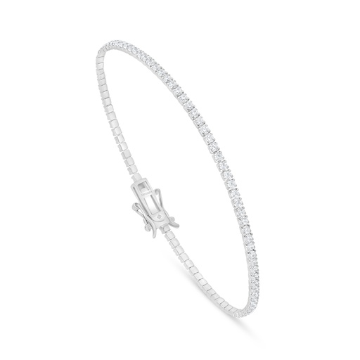 [BRC01WCZ00000B252] Sterling Silver 925 Bracelet Rhodium Plated Embedded With White Zircon