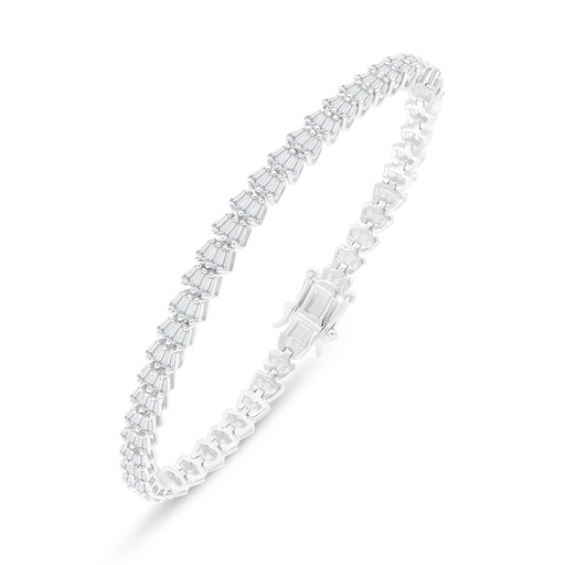 [BRC01WCZ00000B300] Sterling Silver 925 Bracelet Rhodium Plated Embedded With White Zircon