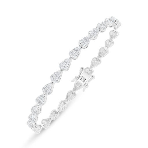 [BRC01WCZ00000B262] Sterling Silver 925 Bracelet Rhodium Plated Embedded With White Zircon