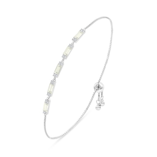 [BRC01CIT00WCZB212] Sterling Silver 925 Bracelet Rhodium Plated Embedded With Yellow Diamond And White Zircon