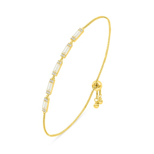 [BRC02CIT00WCZB212] Sterling Silver 925 Bracelet Golden Plated Embedded With Yellow Diamond And White Zircon