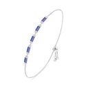 Sterling Silver 925 Bracelet Rhodium Plated Embedded With Sapphire Corundum And White Zircon