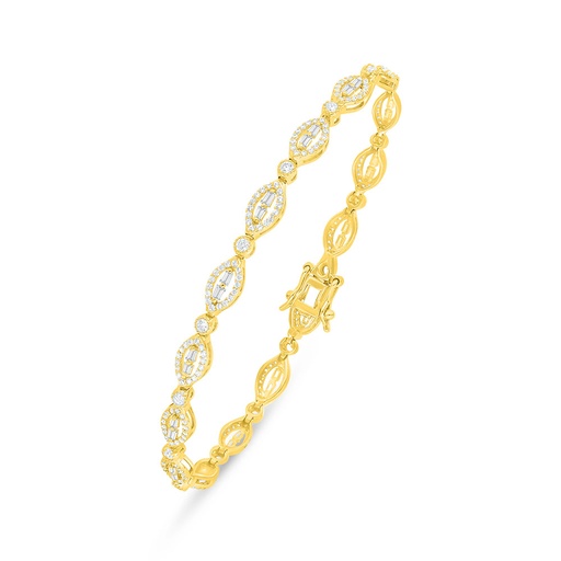 [BRC02WCZ00000B353] Sterling Silver 925 Bracelet Golden Plated Embedded With White Zircon