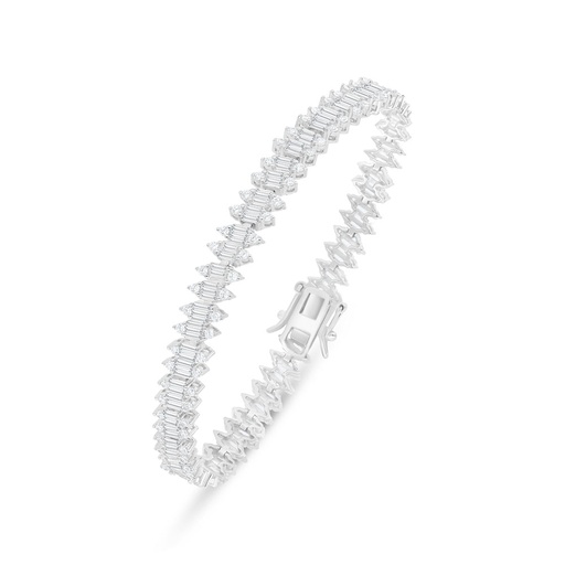 [BRC01WCZ00000B319] Sterling Silver 925 Bracelet Rhodium Plated Embedded With White Zircon