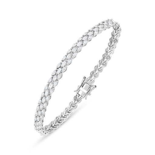 [BRC01WCZ00000B323] Sterling Silver 925 Bracelet Rhodium Plated Embedded With White Zircon