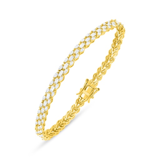 [BRC02WCZ00000B323] Sterling Silver 925 Bracelet Golden Plated Embedded With White Zircon