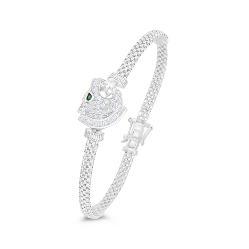 [BRC01WCZ00000B366] Sterling Silver 925 Bracelet Rhodium Plated Embedded With White Zircon