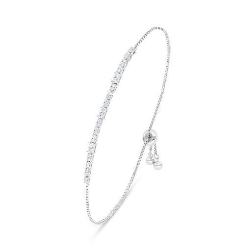 [BRC01WCZ00000B222] Sterling Silver 925 Bracelet Rhodium Plated Embedded With White Zircon