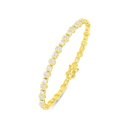 [BRC02WCZ00000B293] Sterling Silver 925 Bracelet Golden Plated Embedded With White Zircon