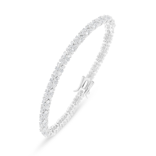 [BRC01WCZ00000B322] Sterling Silver 925 Bracelet Rhodium Plated Embedded With White Zircon