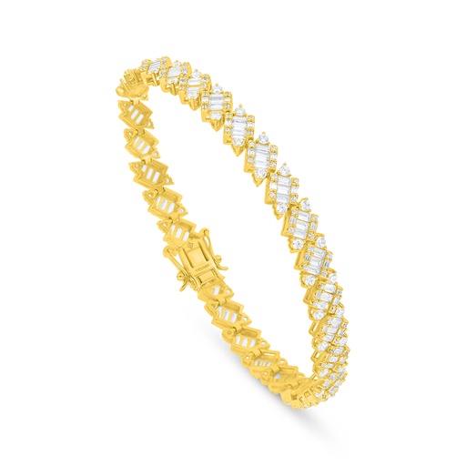 [BRC02WCZ00000B346] Sterling Silver 925 Bracelet Golden Plated Embedded With White Zircon