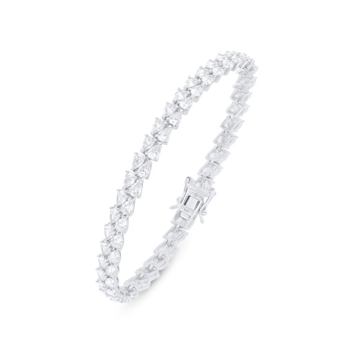 [BRC01WCZ00000B250] Sterling Silver 925 Bracelet Rhodium Plated Embedded With White Zircon