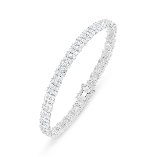 [BRC01WCZ00000B288] Sterling Silver 925 Bracelet Rhodium Plated Embedded With White Zircon