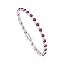 Sterling Silver 925 Bracelet Rhodium Plated Embedded With Ruby Corundum And White Zircon