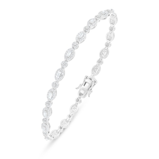 [BRC01WCZ00000B291] Sterling Silver 925 Bracelet Rhodium Plated Embedded With White Zircon