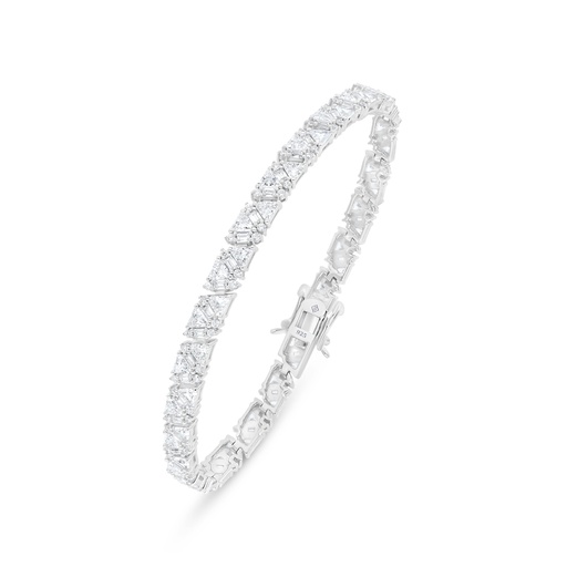 [BRC01WCZ00000B297] Sterling Silver 925 Bracelet Rhodium Plated Embedded With White Zircon