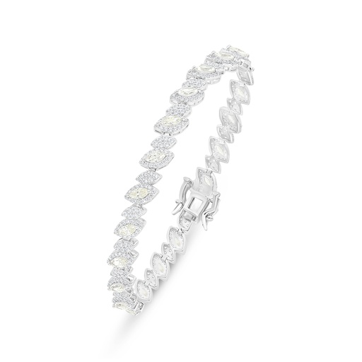 [BRC01CIT00WCZB241] Sterling Silver 925 Bracelet Rhodium Plated Embedded With Yellow Diamond And White Zircon