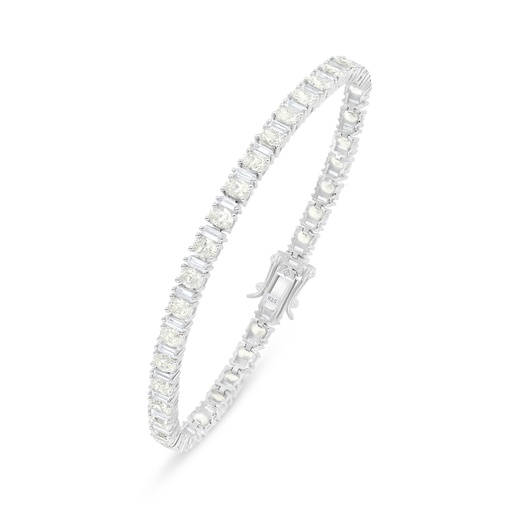 [BRC01CIT00WCZB243] Sterling Silver 925 Bracelet Rhodium Plated Embedded With Yellow Diamond And White Zircon