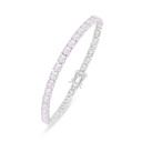 Sterling Silver 925 Bracelet Rhodium Plated Embedded With Pink Zircon And White Zircon