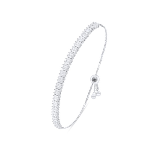 [BRC01WCZ00000B216] Sterling Silver 925 Bracelet Rhodium Plated Embedded With White Zircon