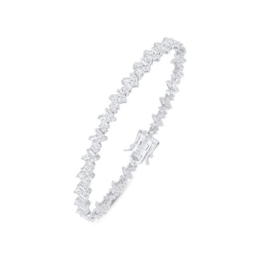 [BRC01WCZ00000B292] Sterling Silver 925 Bracelet Rhodium Plated Embedded With White Zircon