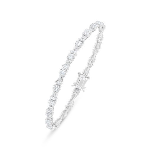 [BRC01WCZ00000B274] Sterling Silver 925 Bracelet Rhodium Plated Embedded With White Zircon