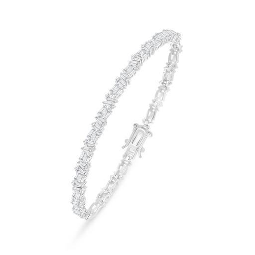 [BRC01WCZ00000B286] Sterling Silver 925 Bracelet Rhodium Plated Embedded With White Zircon