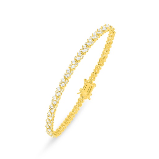 [BRC02WCZ00000B294] Sterling Silver 925 Bracelet Golden Plated Embedded With White Zircon