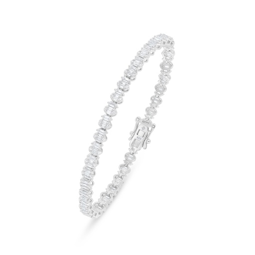 [BRC01WCZ00000B263] Sterling Silver 925 Bracelet Rhodium Plated Embedded With White Zircon